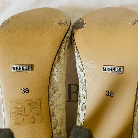 Menbur platform lace peep toe heels. Size 38=8 US. 4 inch heels. Worn once. - Picture 6 of 15